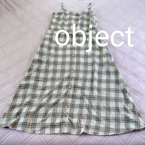 object★白とグレーのチェックサロペロングスカート★フリー