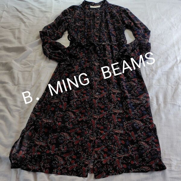 B.MING★BEAMS★S★透け感ありロング丈ワンピース