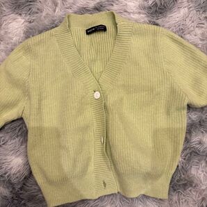 SHEIN ショート丈カーディガン ライトグリーン