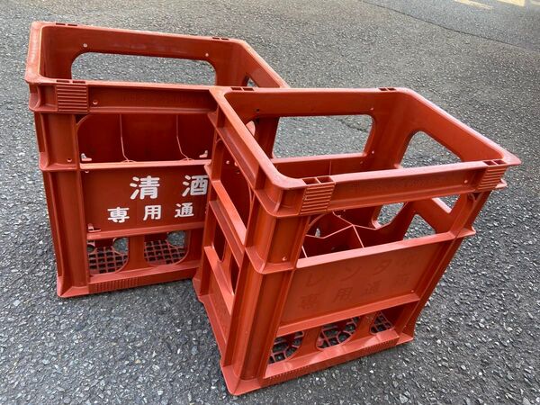 【中古品】一升瓶6本用 空箱 プラケース P箱 2ケース
