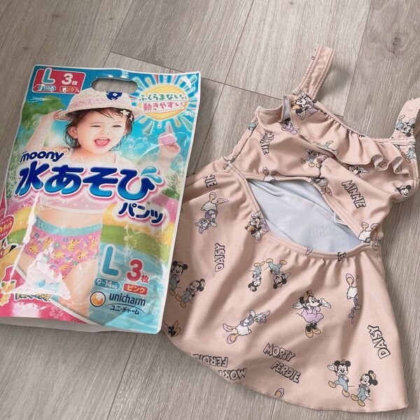 レジャー水着 女の子 レトロミニー futafuta 80cm 水遊びパンツ付