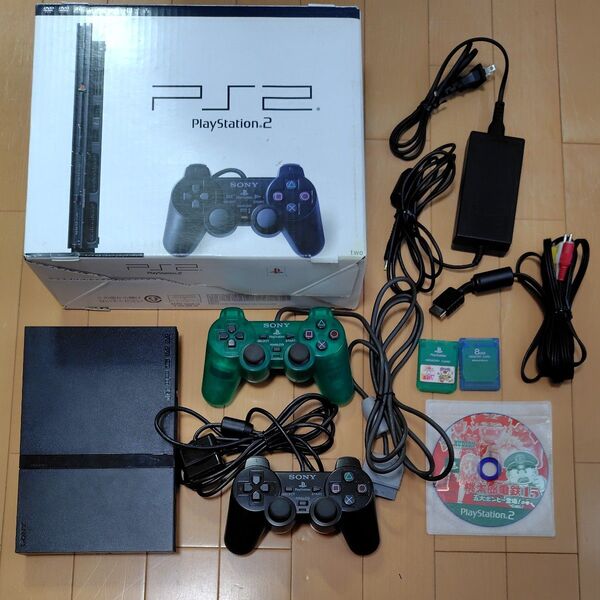 PlayStation 2 本体 (薄型) 外箱 コントローラー メモリーカード ソフト 付き 動作未確認 ジャンク