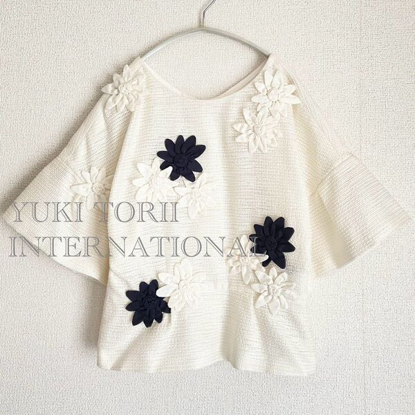 ユキトリイインターナショナル YUKI TORII INTERNATIONAL フラワーモチーフ トップ プルオーバー ブラウス