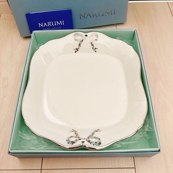ナルミ フェルシータ リーフサービスプレート 箱付き リボン プレート NARUMI ナルミ 洋食器 大皿 食器