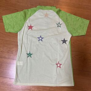 ダンスウィズドラゴン メンズ ゴルフ 半袖 ポロシャツ 緑 グリーン スパンコール サイズ2 ML