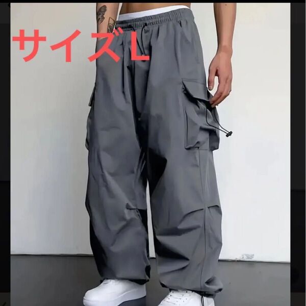 メンズ ルーズフィット マルチポケットパンツ、ワイドパンツ ルーズカーゴパンツ パラシュートパンツストリート 流行 人気