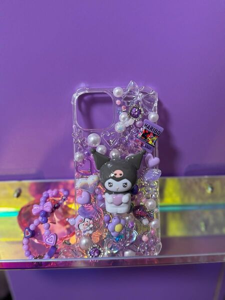 クロミ エンジェルブルー lolデコ電 特別値下げ キラキラiPhoneケース 全機種可能 スマホケース