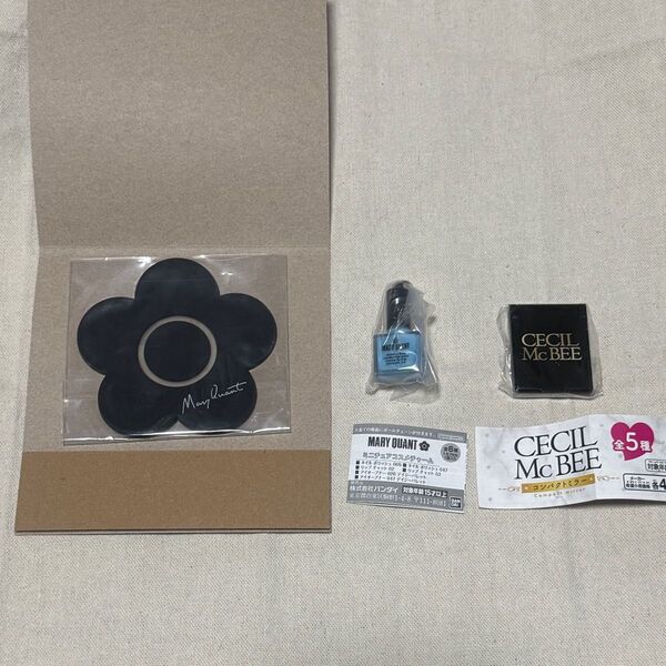 MARY QUANT クリアラバーコースター・ミニチュアコスメチャーム・CECIL McBEE コンパクトミラー 3点セット