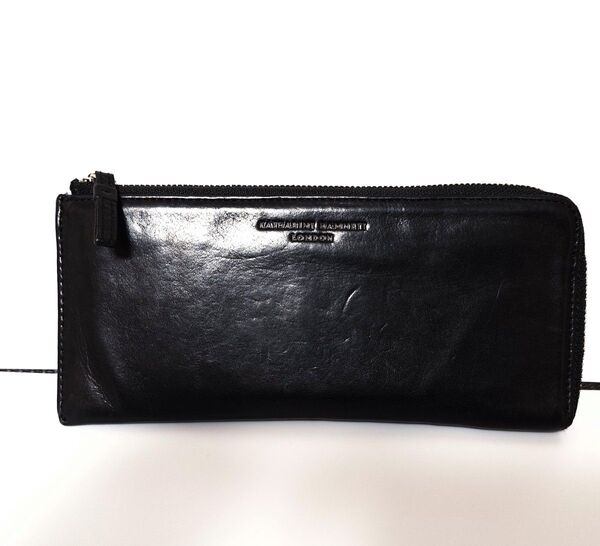 KATHARINE HAMNETT LONDON 長財布 ブラック レザー