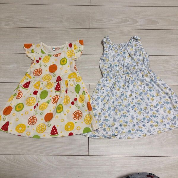 女の子 ワンピース 2着セット フルーツ柄 花柄