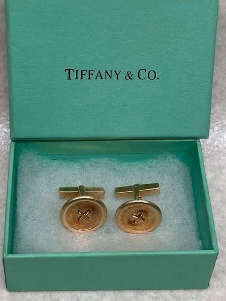 希少 レア ビンテージ ティファニー Tiffany & Co. 14K 14金 ボタン型 カフス 約15.3g カフスボタン