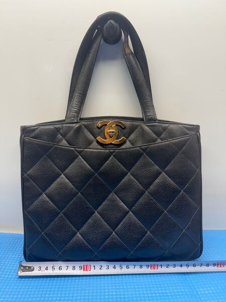 CHANEL シャネル ロゴ キャビアスキン マトラッセ レザー本革ハンドバッグ