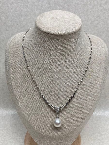 超美品 豪華 オシャレ Pt850 プラチナ ダイヤモンド 大粒真珠 アコヤパール 2way ネックレス ペンダント トップ