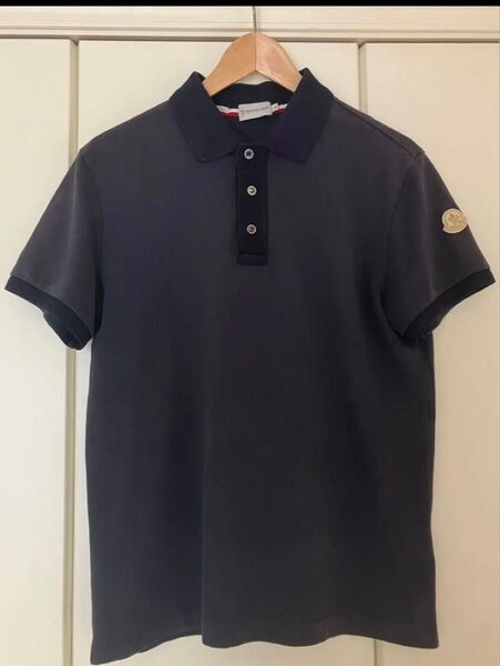 【金ロゴ】モンクレール ポロシャツ MONCLER Lサイズ ネイビー