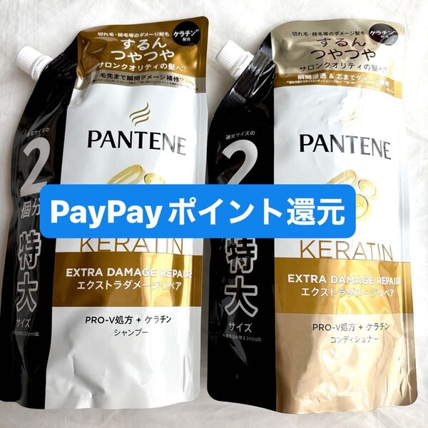 パンテーン エクストラダメージリペア 詰め替え 特大サイズ 2個 シャンプー&コンディショナー PayPay還元