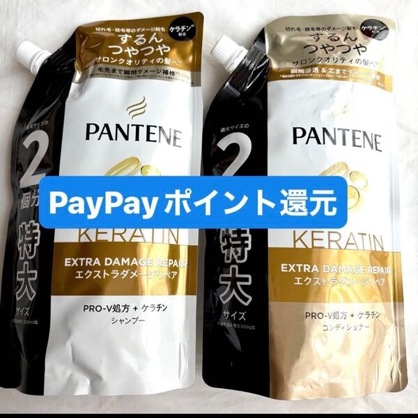 パンテーン エクストラダメージリペア 詰め替え 特大サイズ 2個 シャンプー&コンディショナー PayPay還元