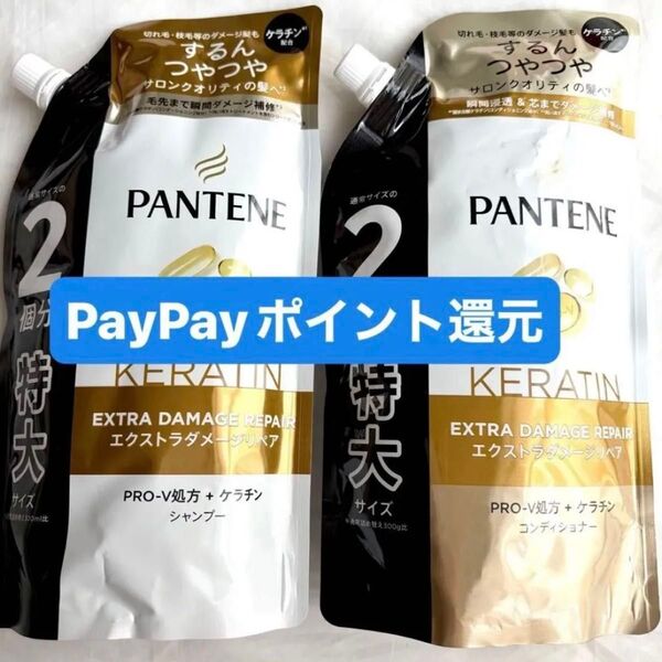 パンテーン エクストラダメージリペア 詰め替え 特大サイズ 2個 シャンプー&コンディショナー PayPay還元