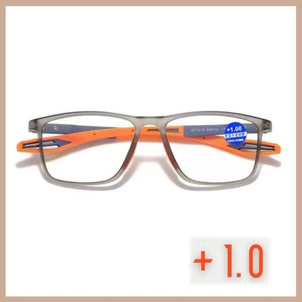 メガネ 眼鏡 老眼鏡 軽量 スポーティー スクエア お洒落 メンズ シニアグラス 1.0 リーディンググラス グレー UVカット