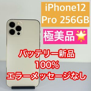 極美品 iPhone12 Pro 256GB ゴールド バッテリー新品 新品スマホケース/ガラスフィルム2枚
