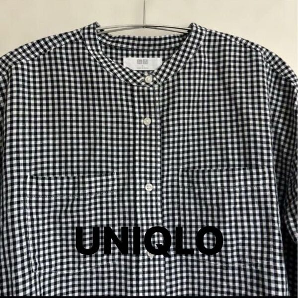 UNIQLO ユニクロ ギンガムチェック ノーカラー ワンピース