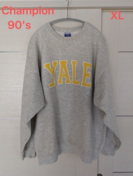 XL/90s/YALEエール/ヴィンテージ/刺繍タグ/90年代チャンピオンChampion/トレーナー/スウェット/グレー 郵