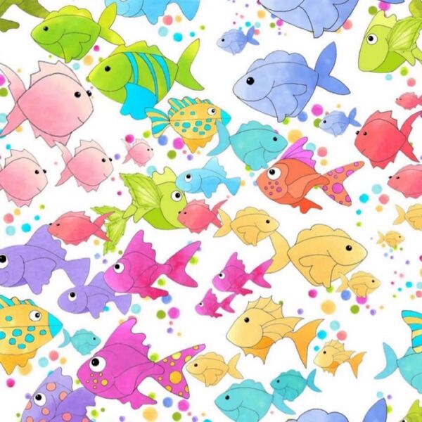 輸入生地 USAコットン ロラライハリス生地 【Happy Fish】110×45