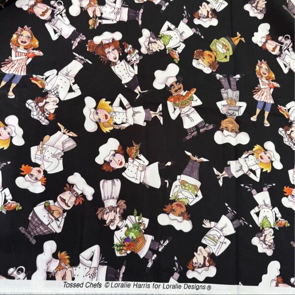 ロラライハリス 輸入生地 chefシリーズ『tossed chefs』110×45