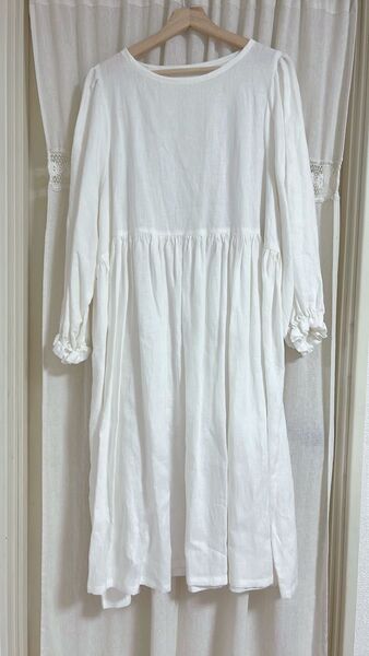 ハウンドメイド作家様 ギャザーリネンワンピース