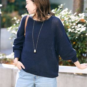 SLOBE IENA リネン混ニット ネイビー【二度着用】2025SS スローブイエナ イエナ