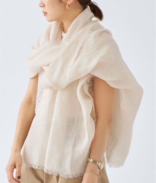 IENA NIMNIMDUAI/ニムニムデュアイ THICK LINEN リネンストール ナチュラル 新品タグ付 2025SS