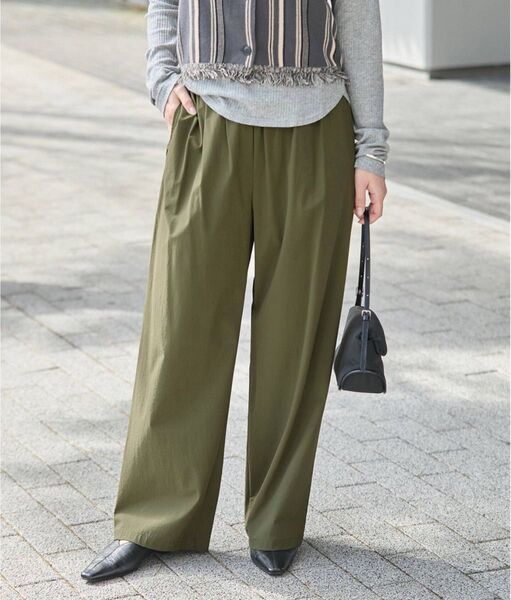 JOURNAL STANDARD ナイロンストレッチワイドパンツ カーキ 40 【一度着用】ジャーナルスタンダード
