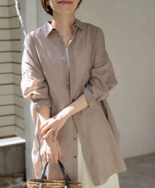 URBAN RESEARCH DOORS ラミーコットンビッグシャツ BEIGE【一度着用】2023SS アーバンリサーチドアーズ