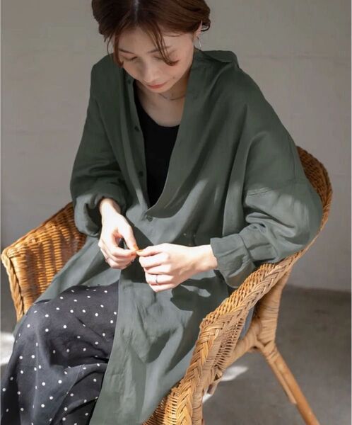 URBAN RESEARCH DOORS ラミーコットンビッグシャツ KHAKI【一度着用】2023SS アーバンリサーチドアーズ