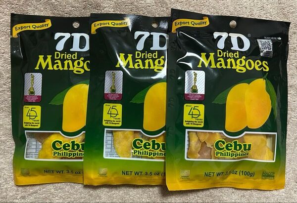 7D Dried Mangoes ドライマンゴー 100g×3袋 フィリピン 東南アジア ビタミン 抗酸化 食物繊維