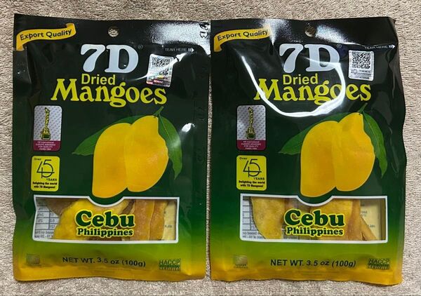 7D Dried Mangoes ドライマンゴー100g×2袋 7D cebu フィリピン 東南アジア 果物 フルーツ エイジング