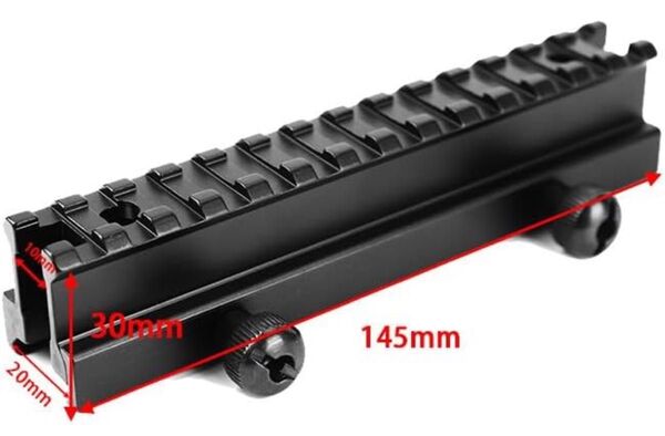 20mmレイル用14スロットレール ハイマウントベース 東京マルイタイプ サバゲー ブラック HB0089