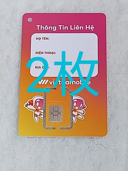 VIETNAMOBILE 5GB/1日 20日 GO DATA SIM ベトナム ベトナモバイル 2枚