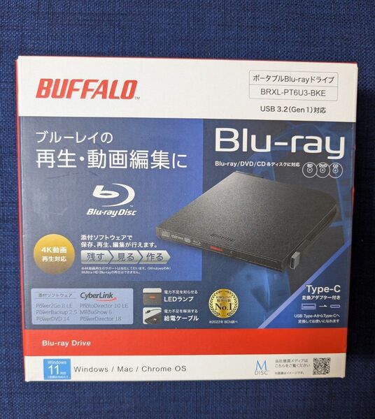 BUFFALO ポータブルブルーレイドライブ BRXL-PT6U3-BKE