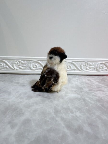 ☆手乗りスズメぬいぐるみ☆ 羊毛フェルト 作家一点物 アートドール 置物 野鳥 雀 すずめ