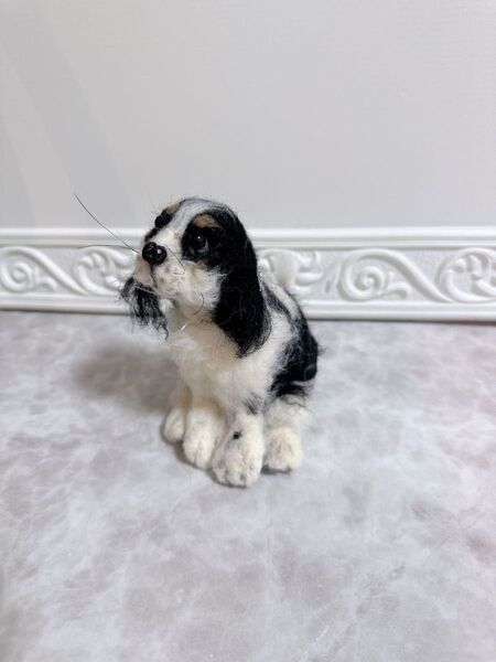☆キャバリアぬいぐるみ☆ 羊毛フェルト 作家一点物 アートドール ハンドメイド 犬 置物