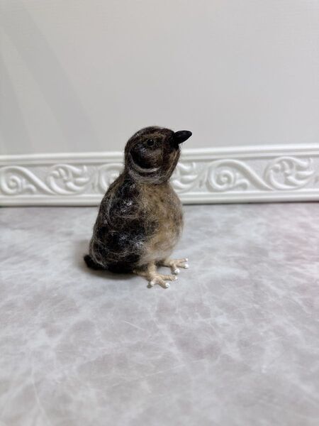 ☆コロンとした並ウズラぬいぐるみ☆ 羊毛フェルトぬいぐるみ アートドール ハンドメイド 作家一点物 置物