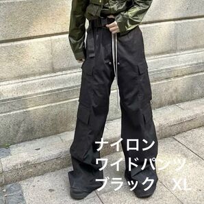 ナイロン ワイド カーゴ パンツ 韓国 ストリート おしゃれ XL ユニセックス