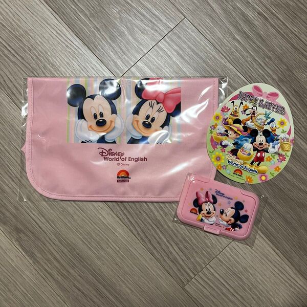 ミッキー&ミニーのベビーカーバッグとウェットティッシュのフタ 2点セット