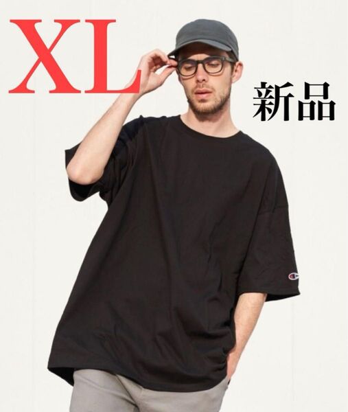新品 【日本2XL相当】チャンピオン tシャツ 半袖 メンズ 黒 XL 無地 オーバーサイズ Champion ブラック ゆるだぼ