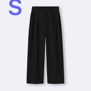 GU タックワイドパンツ S ブラック