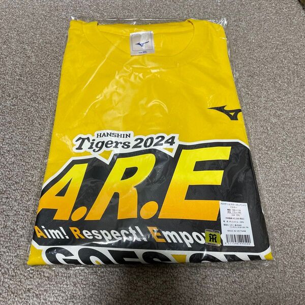 阪神タイガース 2024チームスローガンTシャツ イエロー 2XLサイズ ミズノ MIZUNO