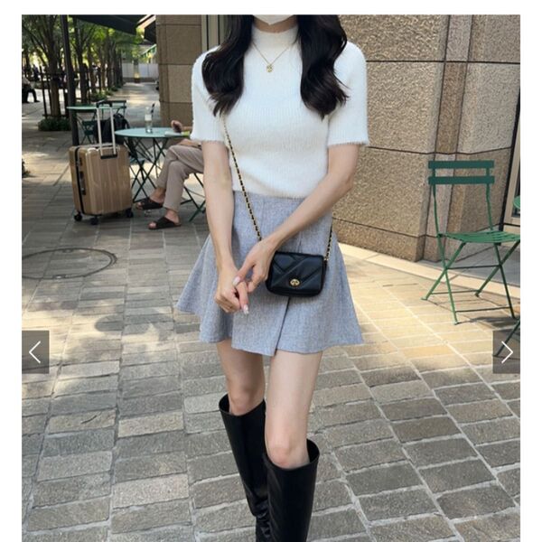 【GRL】 インパン裏地付きツイードフレアミニスカートS