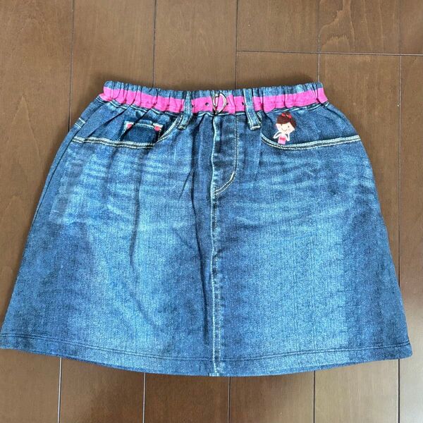 【新品タグ付】MIKI HOUSEリーナデニム転写騙し絵スカート