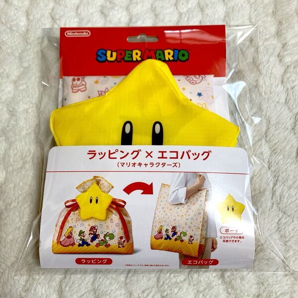 未使用★Nintendo 任天堂 スーパーマリオ ラッピング×エコバッグ スター マリオキャラクターズ