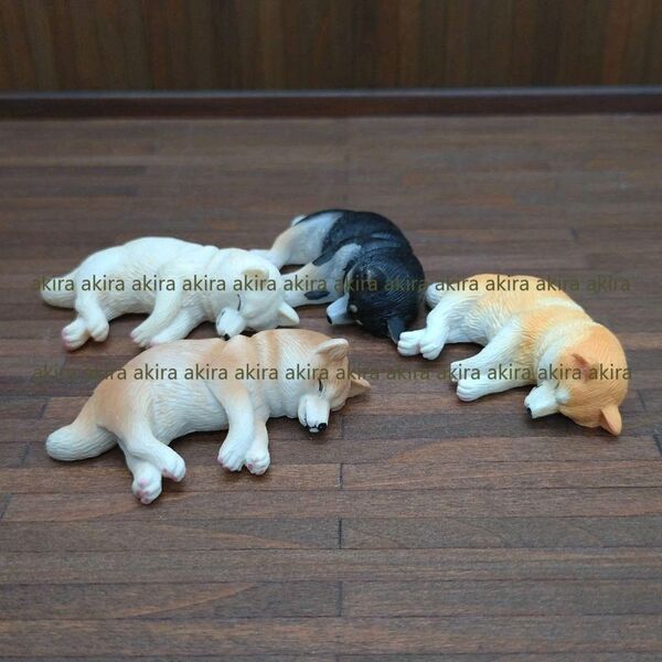 おやすみ 柴犬 マグネット付き フィギュア 4匹セット しばけん しばいぬ